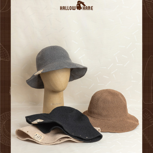 HallowHare铆钉布标编织帽