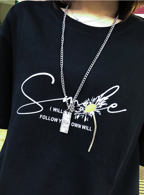 WILL FLOW棋盘格雏菊短袖男女同款国潮牌宽松情侣嘻哈T恤休闲ins