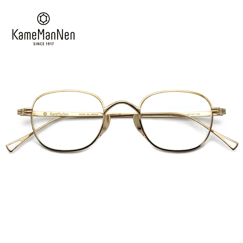 日本手工KameManNen万年龟眼镜框钛文艺复古男女近视眼镜架KMN114