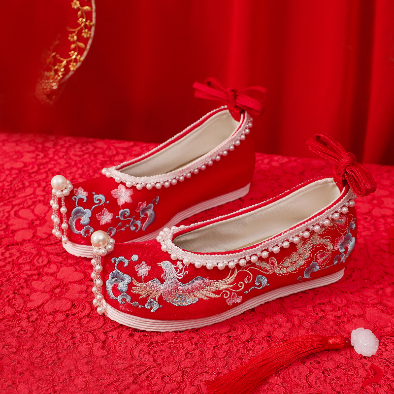 秀禾鞋婚鞋汉服鞋内增高绣花鞋
