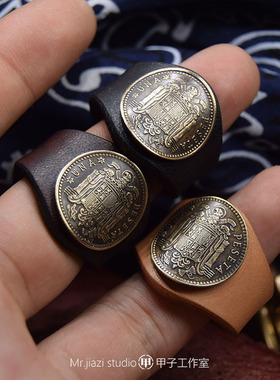 RRL美式复古阿美咔叽原宿潮腰果花手工方巾扣牛皮vintage真币个性