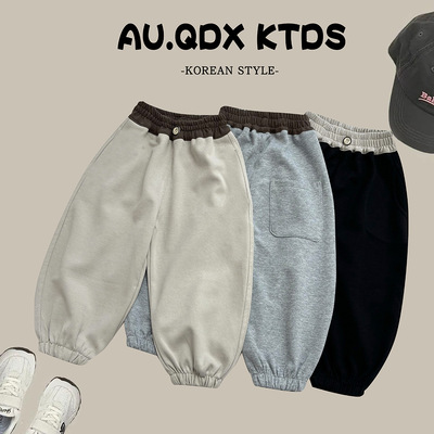 儿童休闲裤秋冬男宝宝打底裤运动女中大童卫裤外穿加绒加厚保暖裤