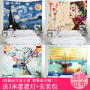 Tường vải lưới màu đỏ in treo vải ký túc xá đổi mới màu nước graffiti van Gogh sơn dầu phòng ngủ cho thuê phòng trang trí tấm thảm - Tapestry