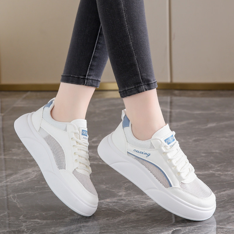 香港镂空透气小白鞋网鞋女2025冬新款网面百搭孕妇平底防滑运动鞋