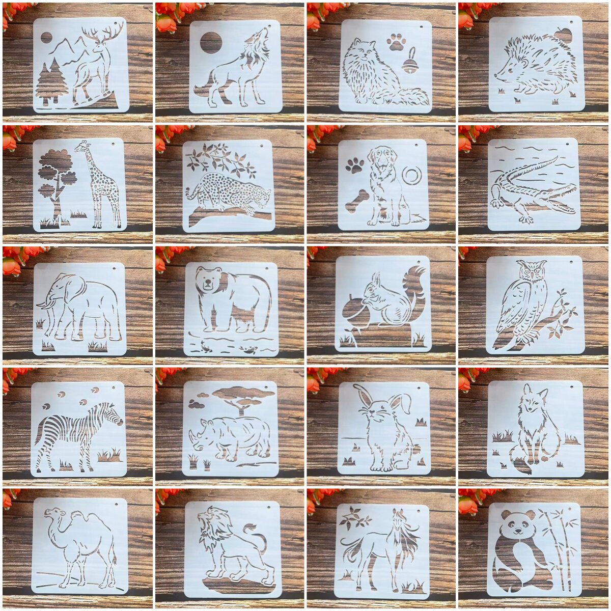 动物主题手抄报模板墙壁木板喷绘遮蔽模板手账diy花边尺彩绘涂鸦图片