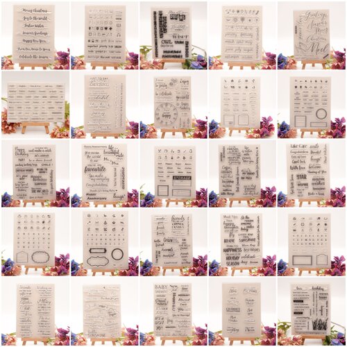 英文系列透明硅胶印章手帐卡片日记相册diy装饰打底素材章文具