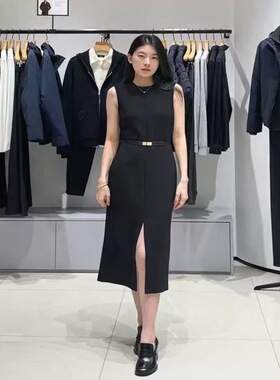简约的高级感~！原th2025春夏新款女装三醋酯纤维混纺开衩连衣裙