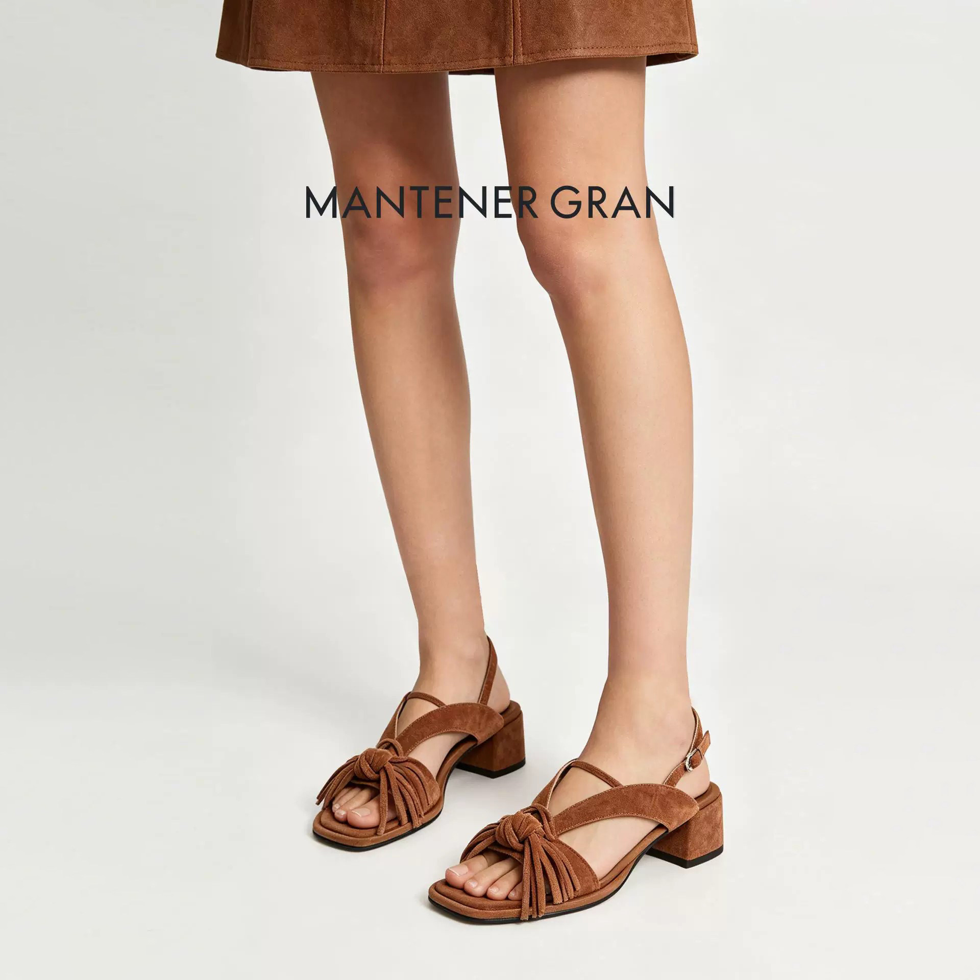 MantenerGran法式绝美凉鞋女夏外穿流苏中跟露趾罗马凉鞋 MG女鞋