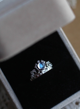 天然斯里兰卡玻璃体月光石戒指