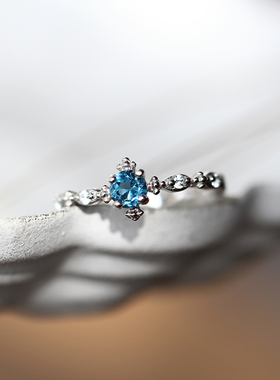 轻奢天然伦敦蓝托帕石托帕石戒指