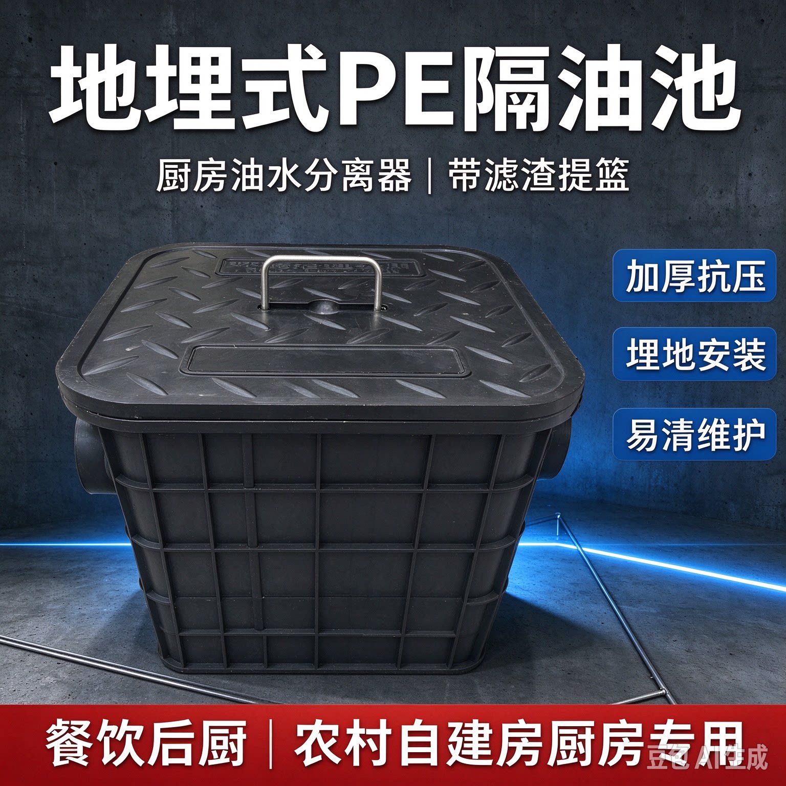 包邮地埋式塑料隔油池油水分离器隔油井厨房餐饮成品隔离井水封井