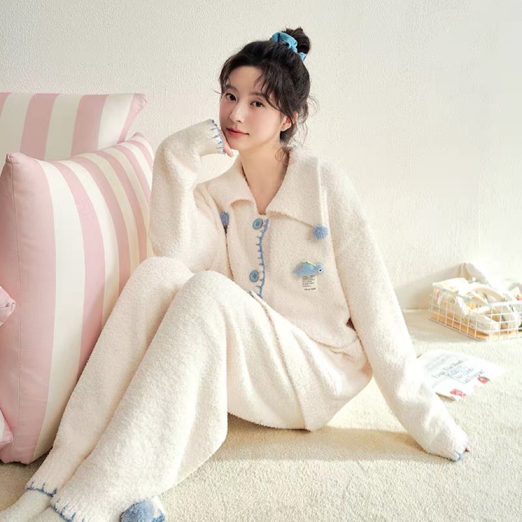秋冬女珊瑚绒保暖可外穿睡衣