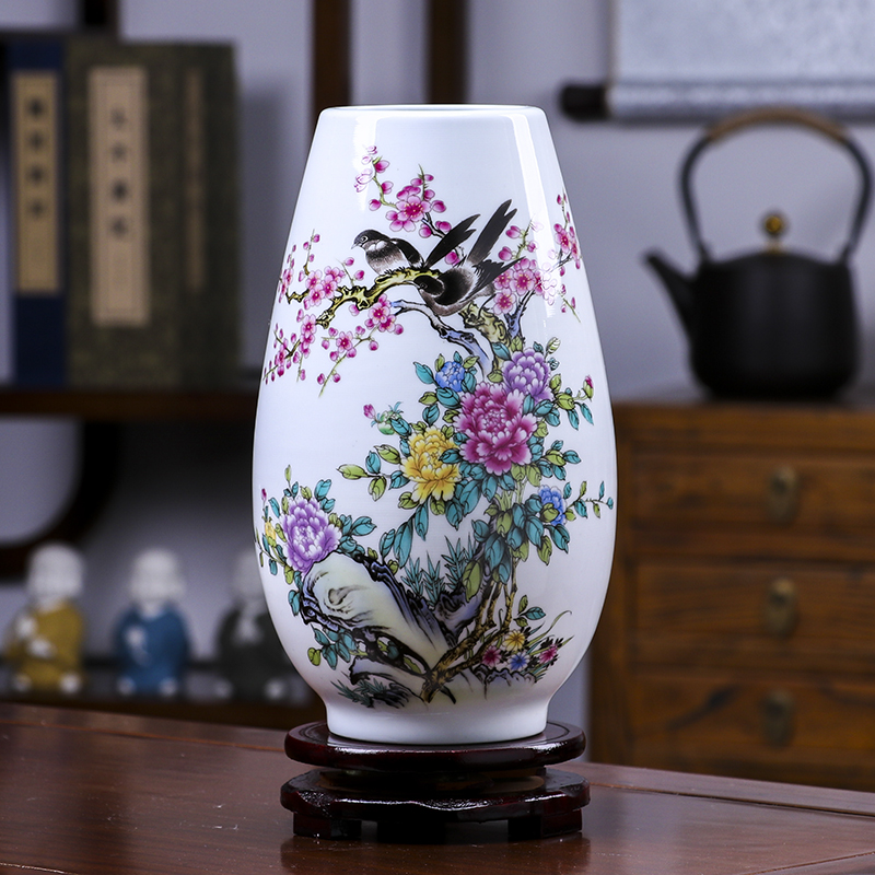 高级感景德镇陶瓷器花瓶摆件客厅插花装饰品中式家居大口养富贵竹