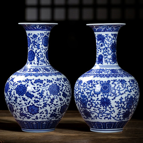 景德镇陶瓷青花瓷花瓶摆件客厅插花花器新中式家居装饰品瓷器瓷瓶