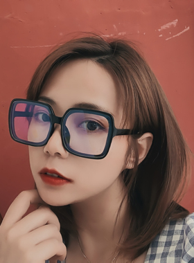 韩版潮2020新款黑色粗框眼镜女复古大方框圆脸显瘦素颜装饰平光镜