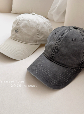 简约复古纯棉棒球帽男女软顶圆头版型潮牌春夏季刺绣百搭鸭舌帽子