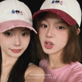 chi s小清新2026新款 卡通棒球帽女甜美可爱刺绣破洞防晒鸭舌帽子