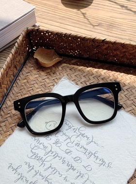 网红雪梨同款ins黑色粗框眼镜女韩版潮复古平光蓝光近视架男素颜