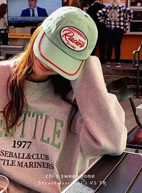 韩国ins博主同款鸭舌帽女小清新春夏季字母刺绣软顶嘻哈平檐帽子