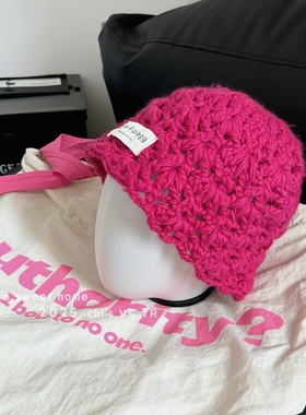 日系手工针织帽女2025新款