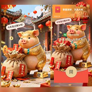 广东粤语发过猪头新年春节动态马年创意vx微信红包封面2026新款