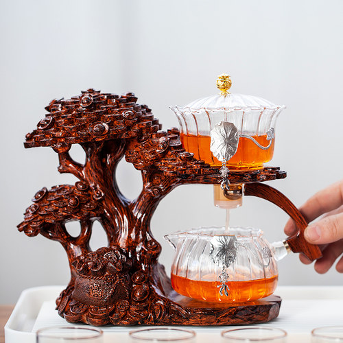 摇钱树全自动茶具套装玻璃