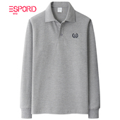 翻领宽松灰色中年珠地全棉保罗衫 t恤长袖 男士 纯棉刺绣重磅POLO衫