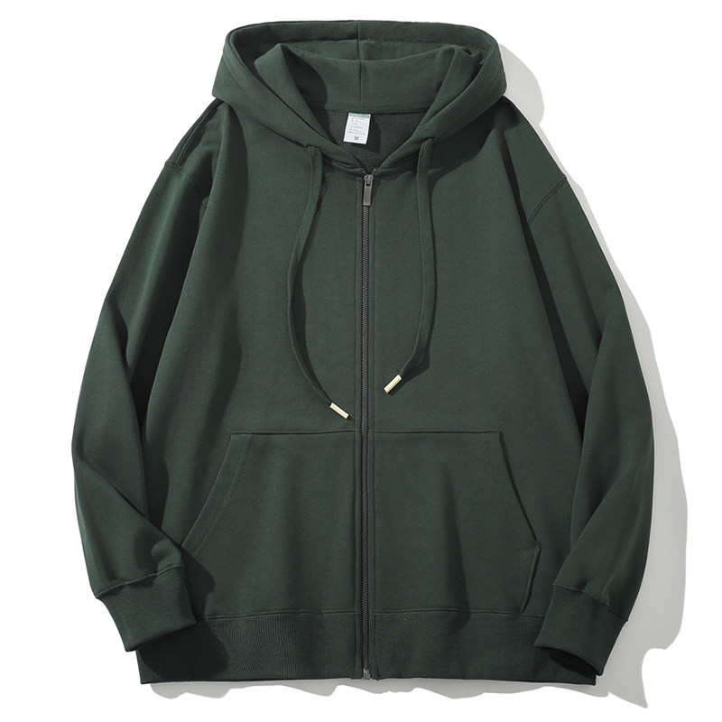 thumbnail for Heavyweight 700g pure cotton terry cardigan sweatshirt, couple's pullover zipper thickened sporty autumn/winter trendy jacket for men and women