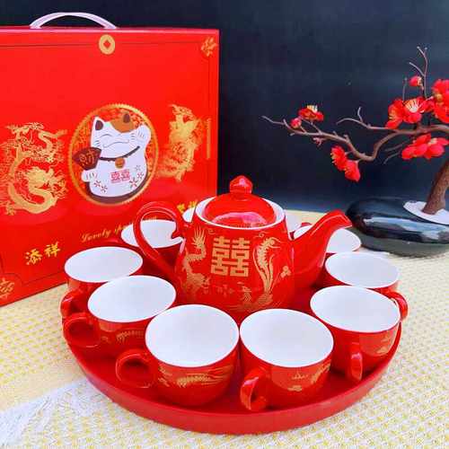 婚庆陪嫁改口敬茶红色家用杯