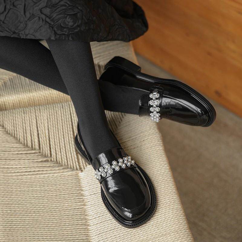 一脚蹬懒人乐福鞋百搭漆皮英伦风黑色jk小皮鞋玛丽珍单鞋女2025年