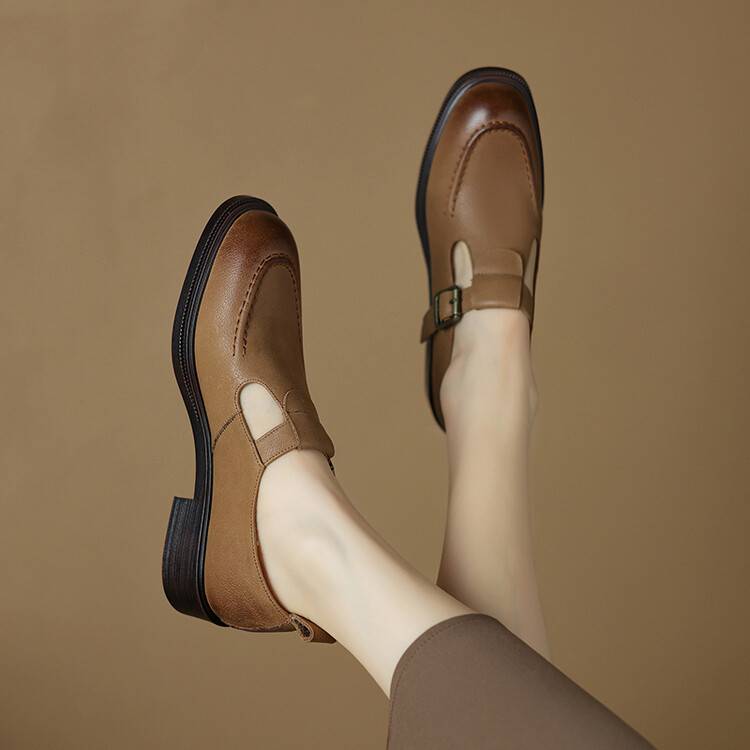 全真皮头层牛皮轻便超软底鞋子女鞋新款英伦风小皮鞋复古休闲百搭