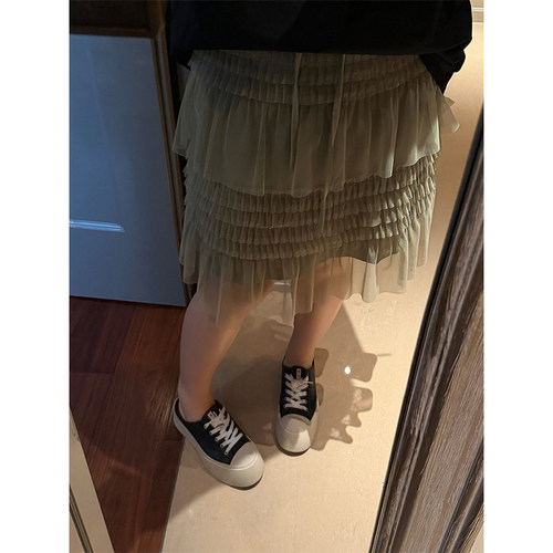 铅笔小鑫大码女装修饰腰型遮胯显瘦纱感轻盈网纱半裙