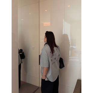 铅笔小鑫大码女装 美式休闲个性数字印花宽松潮款显瘦T恤