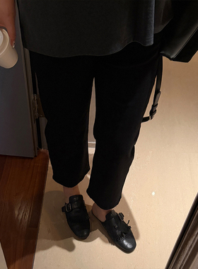 铅笔小鑫大码女装经典直筒巨显瘦高腰遮肉烟管黑色牛仔裤