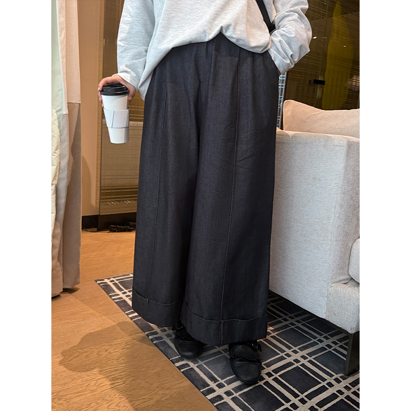 铅笔小鑫大码女装 松弛感拉满 遮肉显瘦 复古简约 高腰阔腿休闲裤