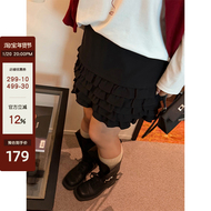 铅笔小鑫大码女装俏皮减龄显瘦高腰吸睛多层荷叶边短裙半身裙