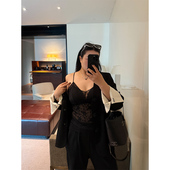 女装 小心机 V领蕾丝 铅笔小鑫大码 吊带美背带胸垫大码 可外穿