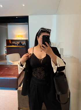 铅笔小鑫大码女装 小心机 V领蕾丝 吊带美背带胸垫大码可外穿