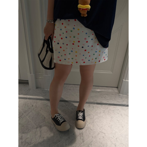 铅笔小鑫大码女装多巴胺灵动彩色波点亲肤透气高腰遮肉半身裙