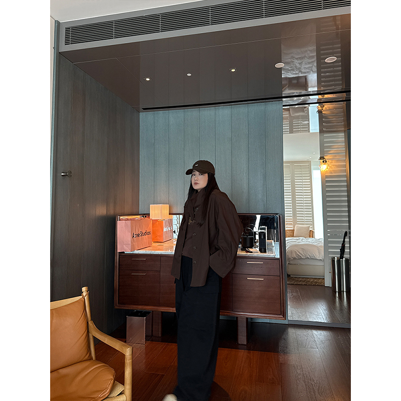 铅笔小鑫大码女装 简约干练 英伦风 显瘦立领风衣外套