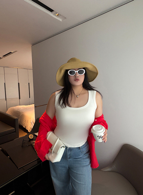 铅笔小鑫大码女装亲肤高弹自带胸垫多种穿搭大码显瘦打底背心