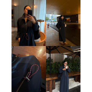铅笔小鑫大码女装吸睛拉链设计藏肉显瘦收腰宽松连衣裙