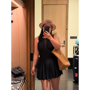 铅笔小鑫大码 吸睛多巴胺性感深V网纱拼接连体泳衣 女装