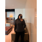 T恤 纯色小马高品刺绣大弹力显瘦半高领长袖 铅笔小鑫大码 女装