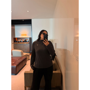 T恤 纯色小马高品刺绣大弹力显瘦半高领长袖 铅笔小鑫大码 女装