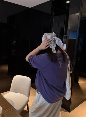 铅笔小鑫大码女装复古插肩袖个性趣味刺绣宽松显瘦T恤