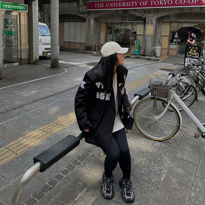 铅笔小鑫大码女装设计感字母涂鸦西装外套胖MM宽松西服上衣