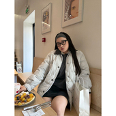 铅笔小鑫大码 简约拉链羽绒服 90白鸭绒 女装 翻领方格