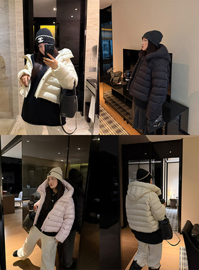 铅笔小鑫大码女装排骨羽绒服轻盈保暖云朵泡芙连帽羽绒服