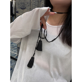 铅笔小鑫大码 大小珠重手工流苏叠戴颈链项链 女装